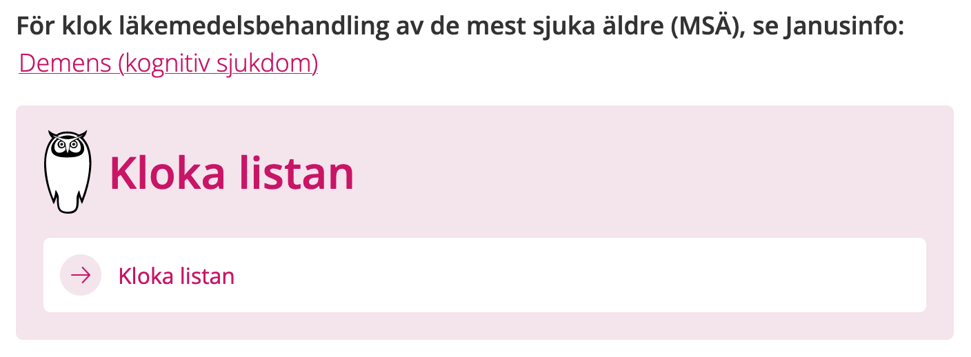 Placering av MSÄ i ett vårdprogram