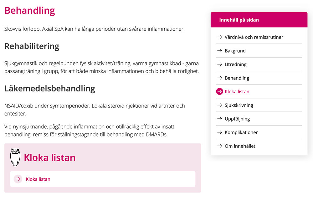 Länk till Kloka listan i vårdprogram